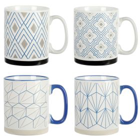 Mr. Coffee Parkmill 17oz 4 Piece Stoneware Coffee Mug Set in Assorted Designs