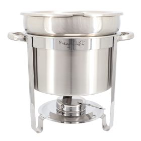 MegaChef 11.6 Quart Round Stainless Steel Professional Soup Chafing Dish in Silver